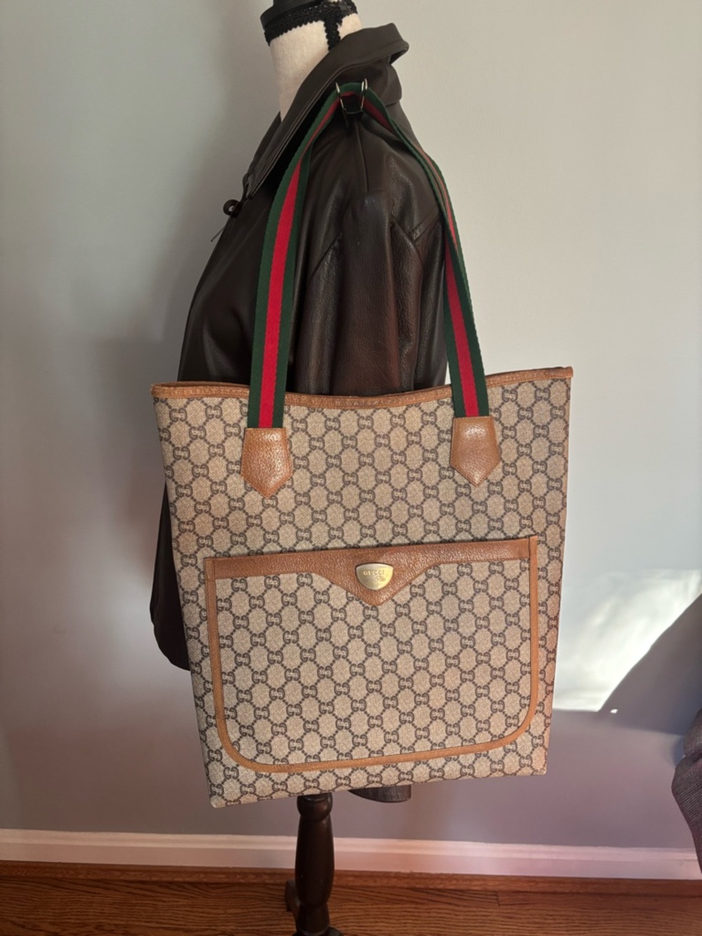 Vintage Gucci Plus GG Supreme Sherry Line Tote Bag